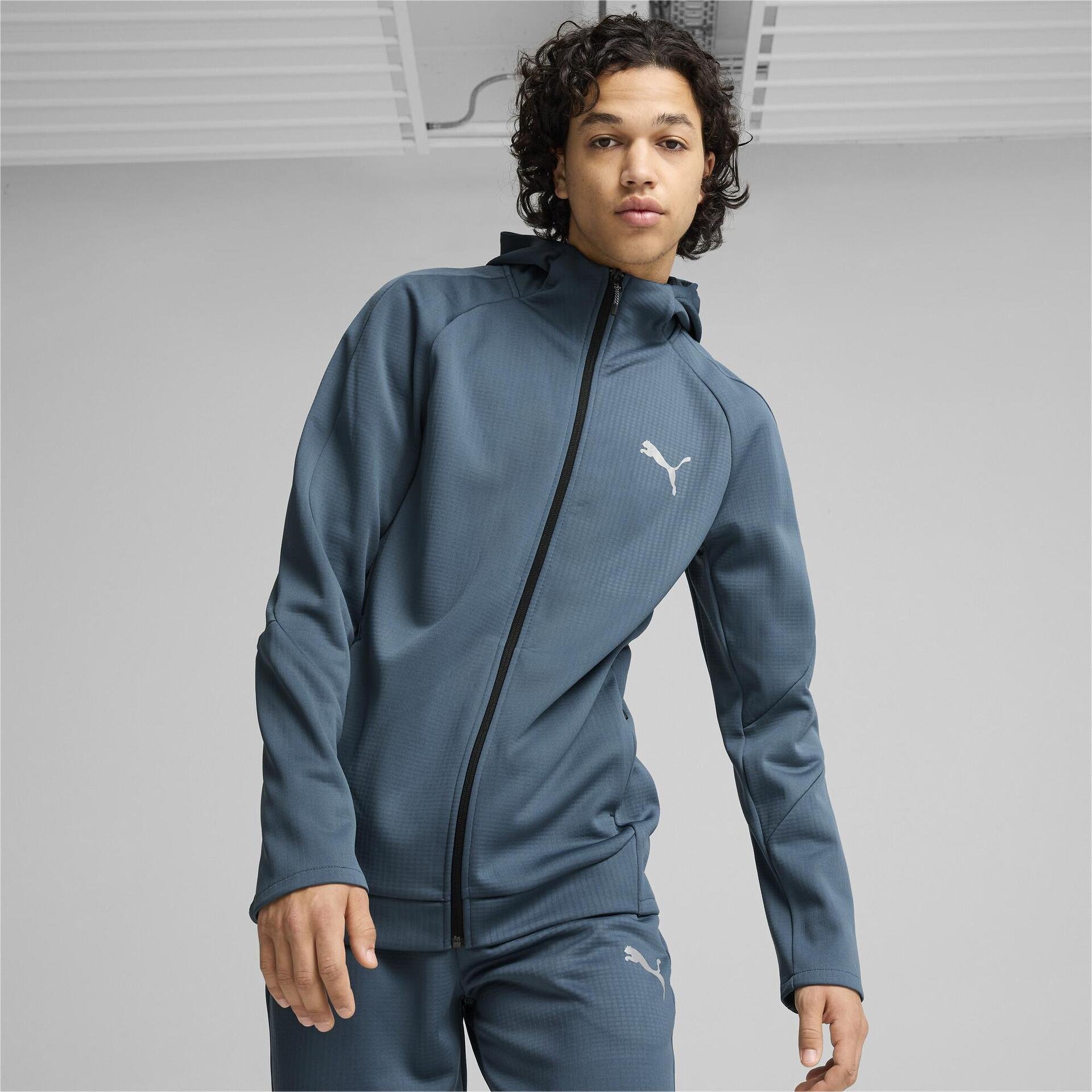 Спортно горнище PUMA EVOSTRIPE Warm Full-Zip Hoodie DK Gray Skies