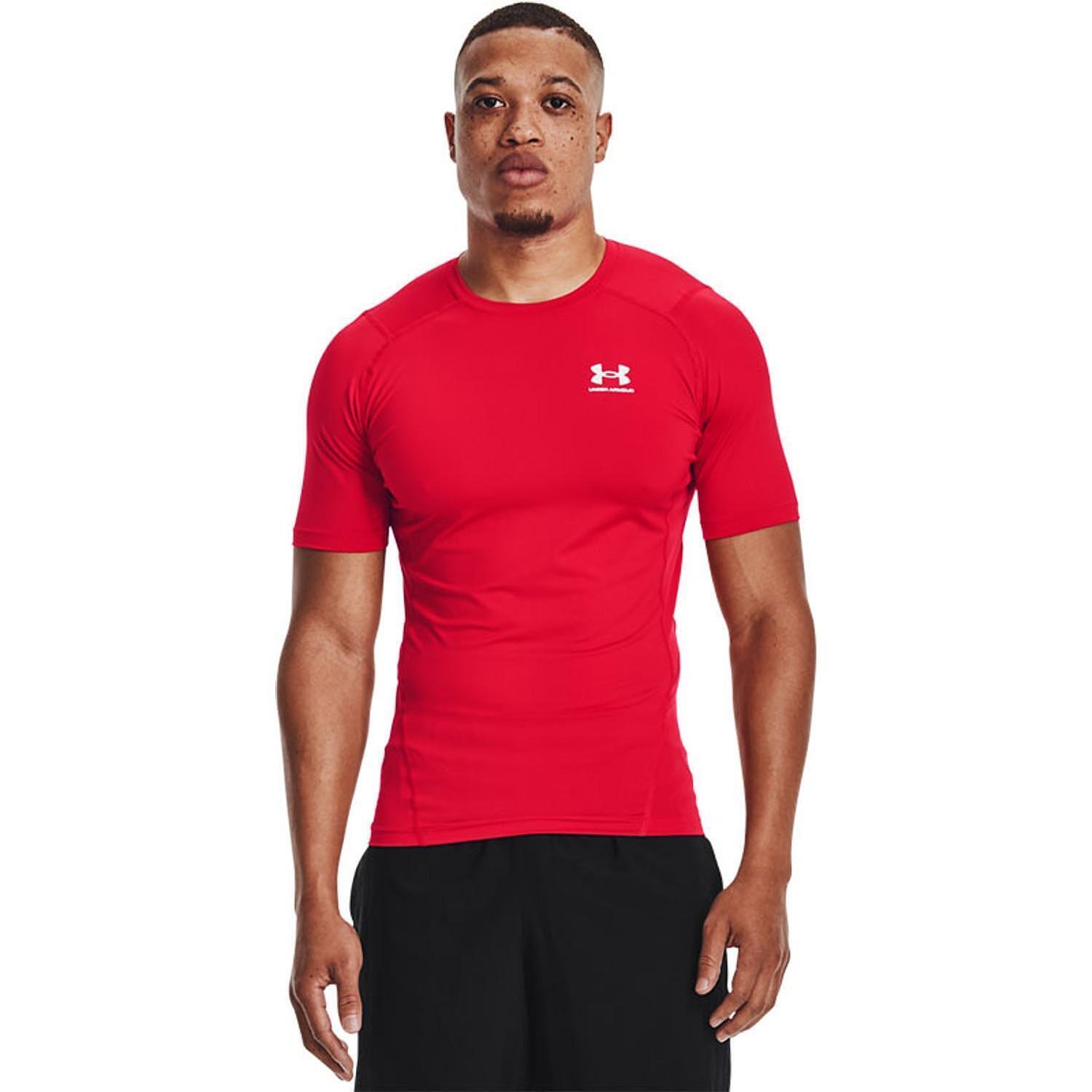 UA HG Armour Comp SS Red / White L